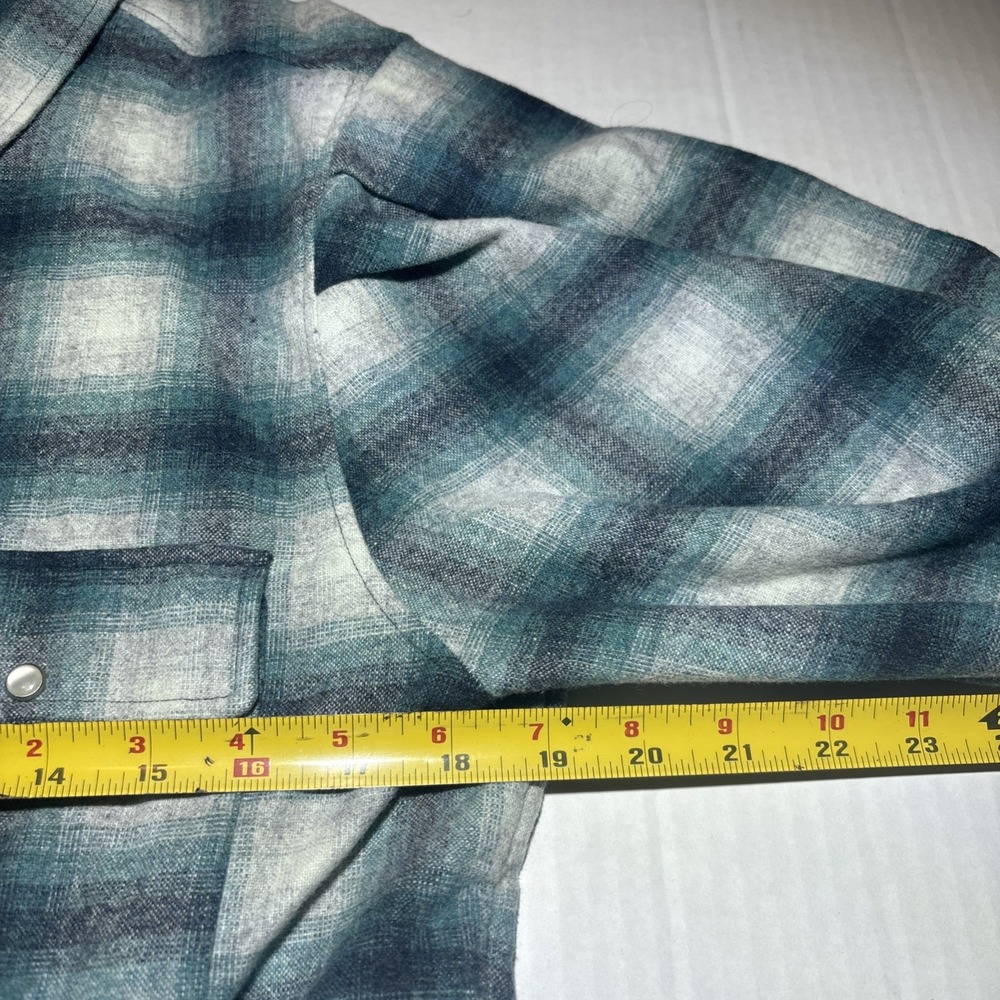 Isabel Etoile Marant Blue Pearl Snap Flannel Plaid Shirt Sz 44 Women Oversize - Picture 7 of 7